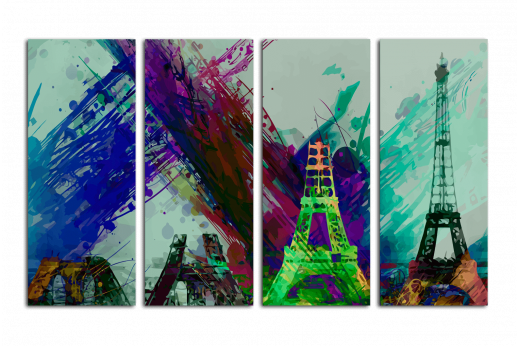 Модульная картина Эйфелева башня краски